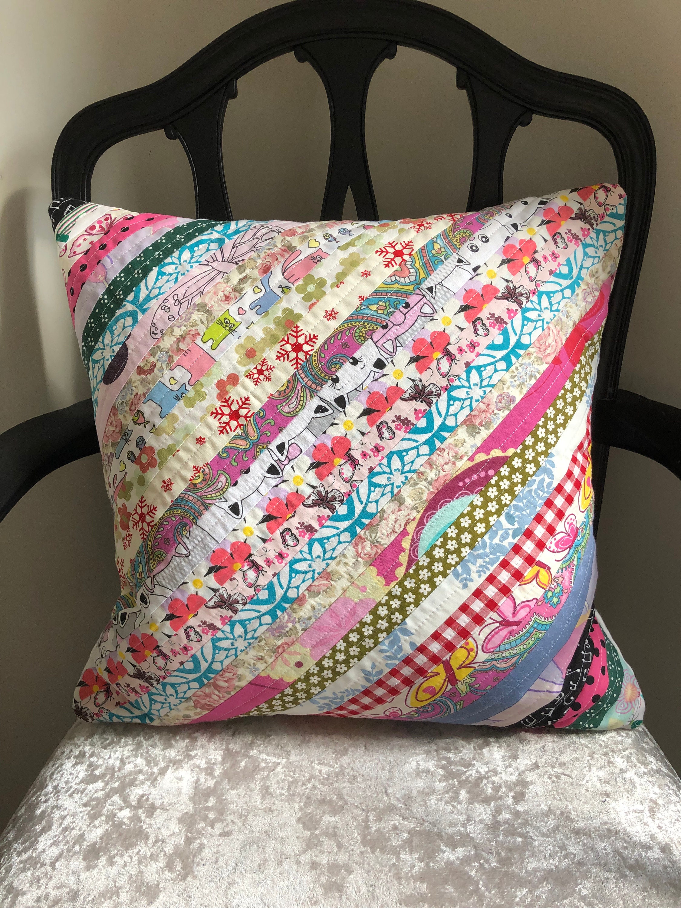Scrappy Quilt Handmade Cushion Cover Made From 100 Recycled Etsy