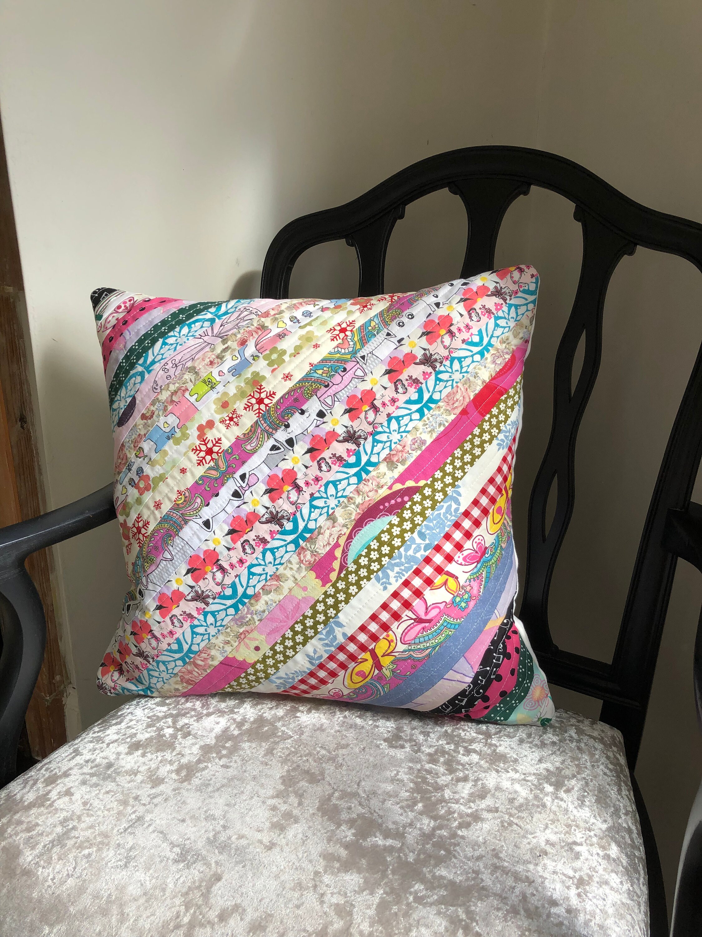Scrappy Quilt Handmade Cushion Cover Made From 100 Recycled Etsy