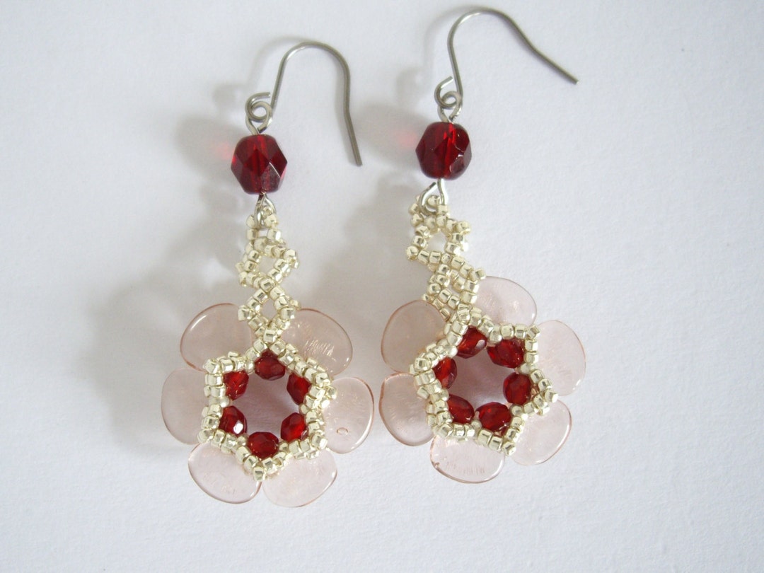 Rose Petal Earrings, Rosaline Earrings, Earrings, Dungle