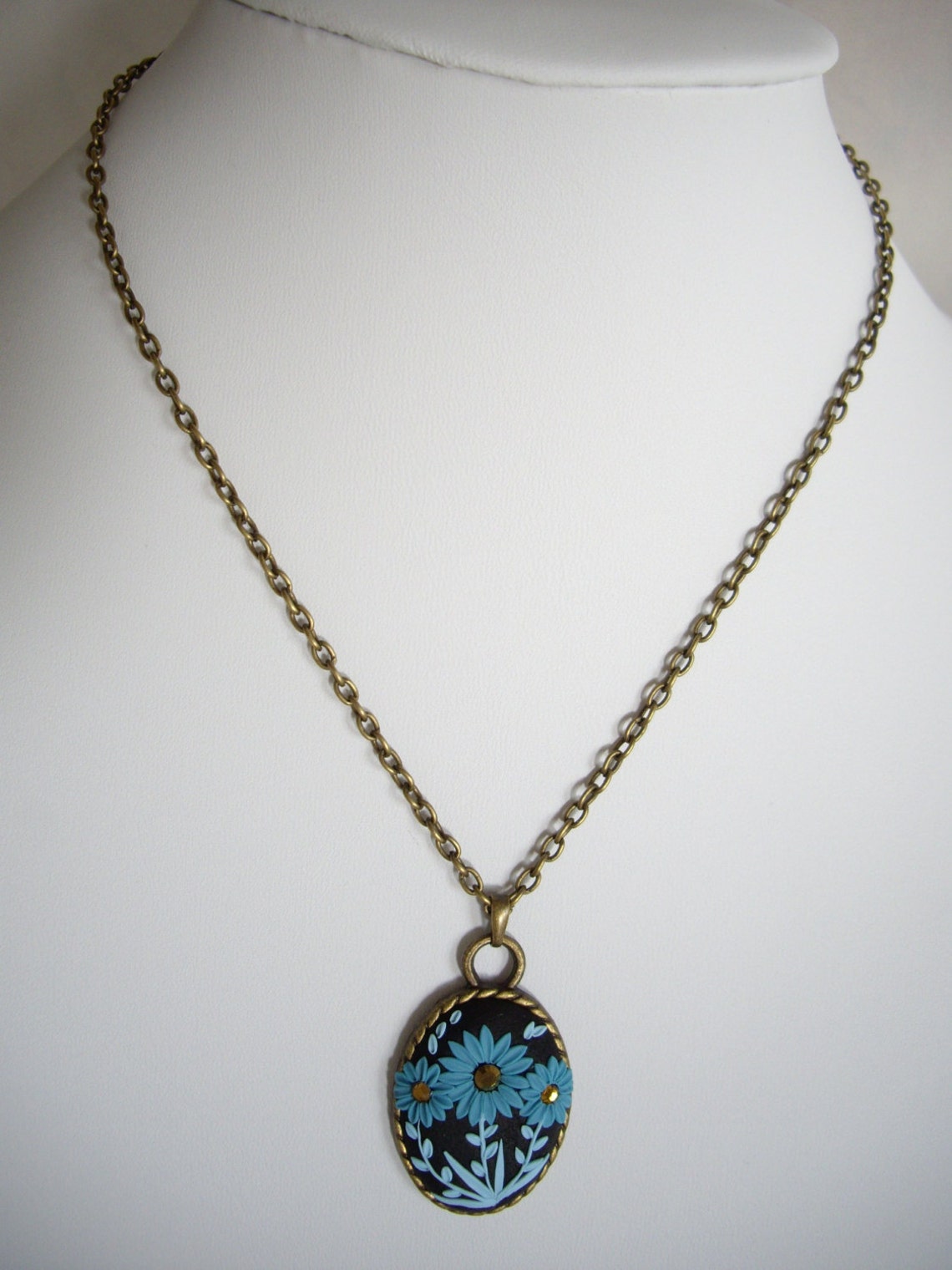 Polymer Clay Nacklace Polymer Clay Floral Necklace Blue - Etsy UK