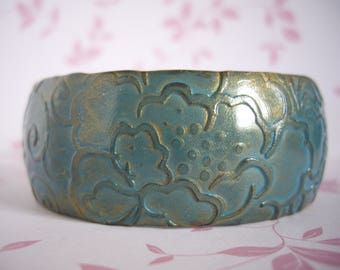 Polymer clay bracelet, Turquoise colour bracelet, Cuff bracelet