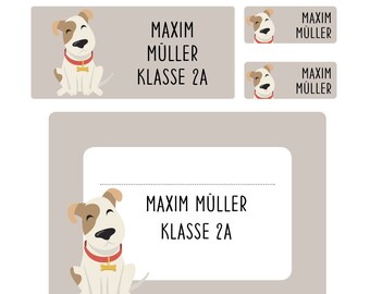 Namensaufkleber Set für die Schule "Hund", personalisiert