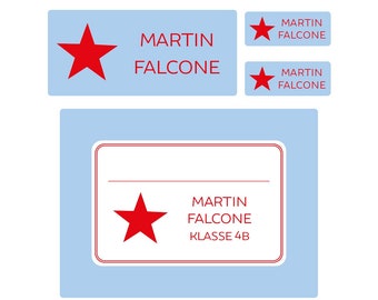 Name sticker set for school, star