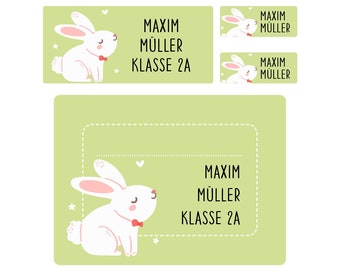 Personalisiertes Schulaufkleber-Set Hase