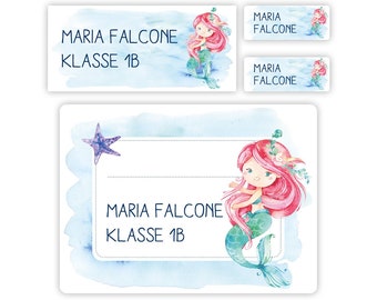 Name sticker set for school "Mermaid"