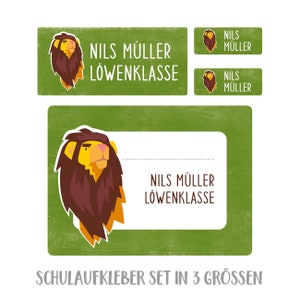 Name sticker set for school lion, personalized