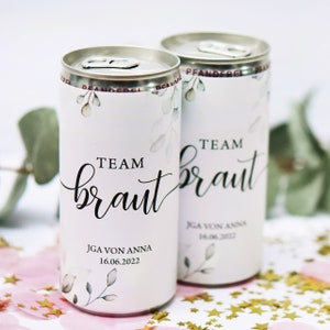 JGA/wedding beverage can banderole greenery