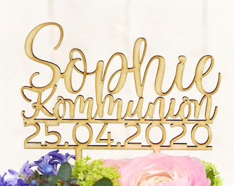 Cake topper Kommunion personalisiert mit Name und Datum