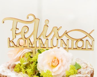 Kommunion Cake topper Fisch, personalisiert