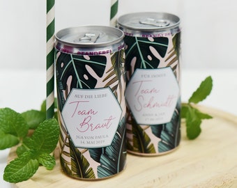 JGA I Wedding banderole for Prosecco cans, Monstera