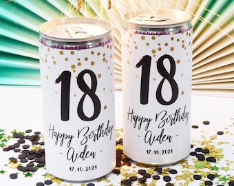 Beverage Can Labels Dots gold, Birthday