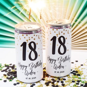 Beverage Can Labels Dots gold, Birthday