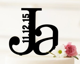 Cake Topper I Tortenstecker Hochzeit JA personalisiert, serif