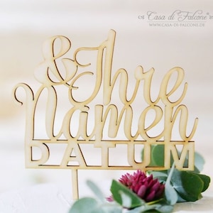 Cake Topper I pie plug wedding with name and date, Classic III