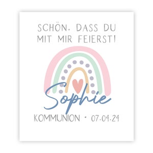 Taufe I Kommunion I Konfirmation I Firmung Gastgeschenk Banderole für Ritter Sport mini, Regenbogen boho Bild 6