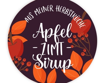 Homemade Aufkleber Apfel-Zimt-Sirup