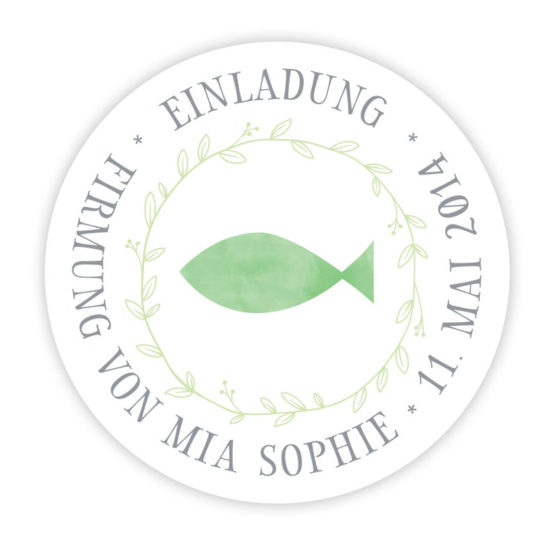 Personalized sticker fish watercolor for communion I baptism I confirmation I image 4