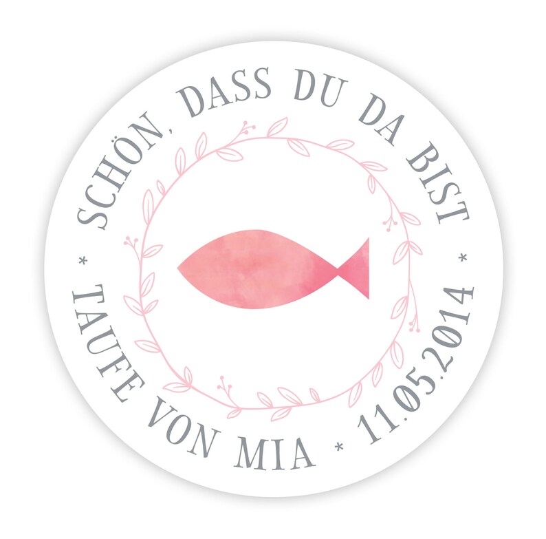 Personalized sticker fish watercolor for communion I baptism I confirmation I image 7