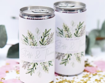 JGA/wedding beverage can banderole greenery