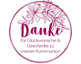 Stempel zur Kommunion Danke, floral