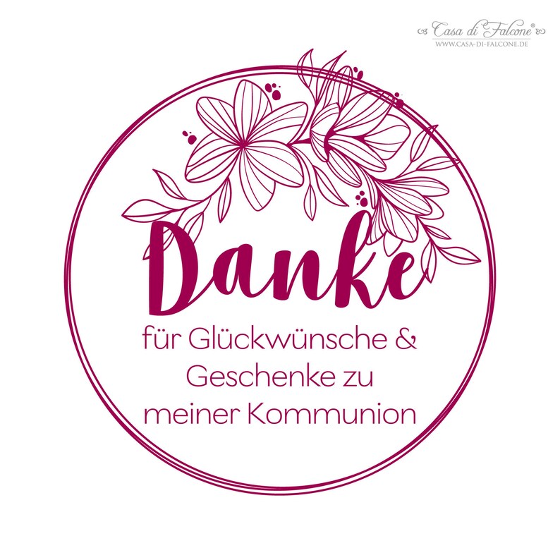 Stempel zur Kommunion Danke, floral Bild 1