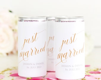 Wedding banderole for Prosecco cans, calligraphy