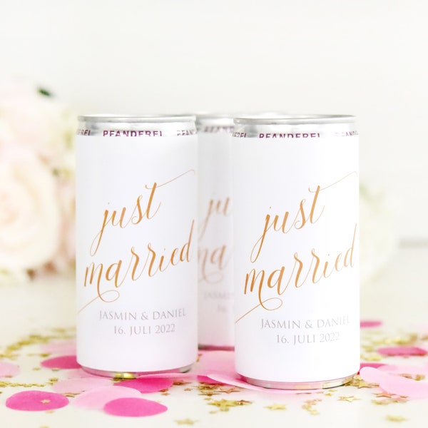 Hochzeit Banderole für Prosecco Dosen, Kalligrafie