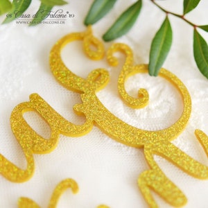 Cake topper wedding Mr & Mrs gold glitter image 4