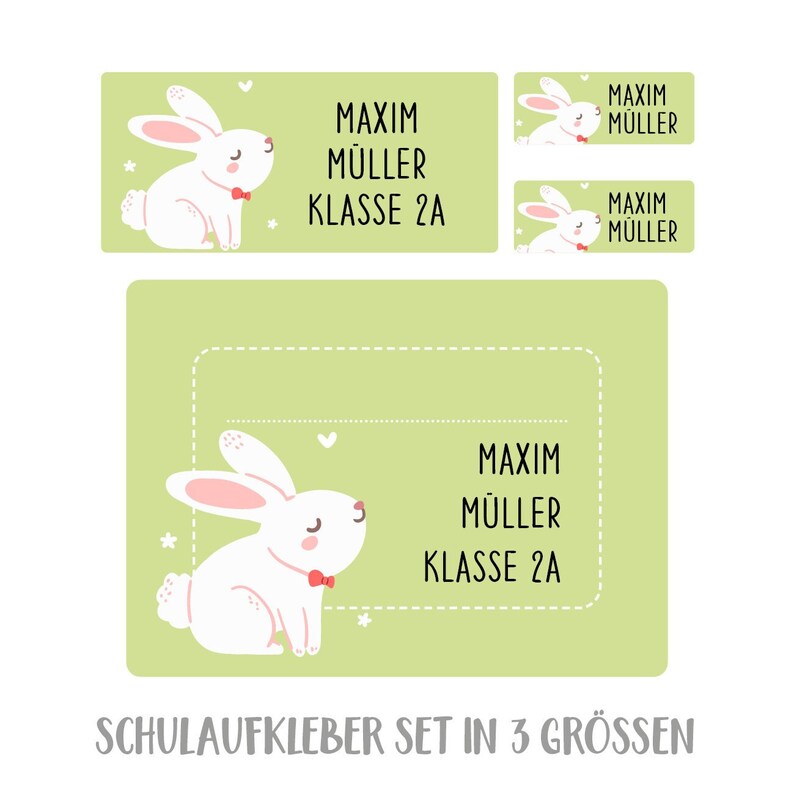 Personalized school sticker set rabbit image 1