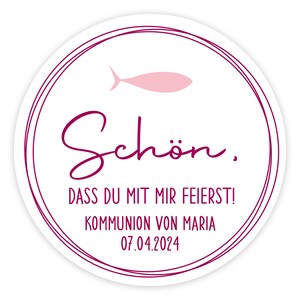 Personalized stickers for communion, baptism, confirmation, fish, modern Brombeere