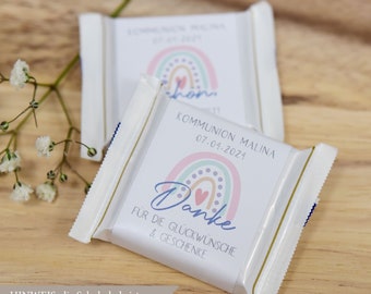 Baptism I Communion I Confirmation I Confirmation Guest Gift Banderole for Ritter Sport mini, rainbow boho