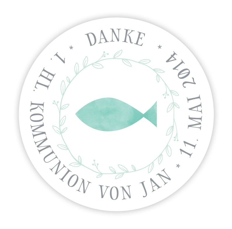 Personalized sticker fish watercolor for communion I baptism I confirmation I image 5