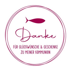Danke Stempel Kommunion I Taufe I Konfirmation Fisch, rund
