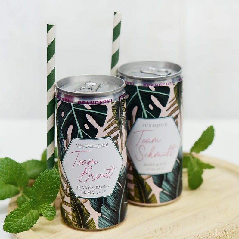 JGA I Wedding banderole for Prosecco cans, Monstera image 1