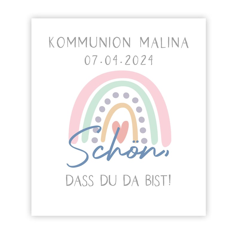 Taufe I Kommunion I Konfirmation I Firmung Gastgeschenk Banderole für Ritter Sport mini, Regenbogen boho Bild 5