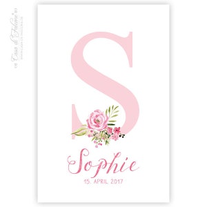 Personalized poster for birth, initial floral image 4