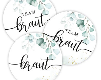 JGA Aufkleber Braut/Team Braut, greenery