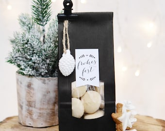 Paper bags with window, black kraft paper, 5 pieces