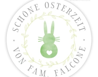 Personalized Easter sticker bunny, round