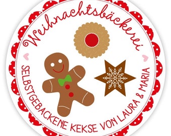 Personalisierte Aufkleber Weihnachtsbäckerei