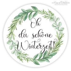 Weihnachtsaufkleber - oh du schöne Winterzeit, Kranz grün