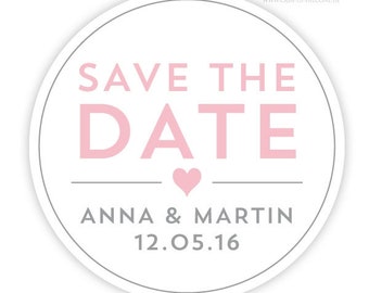 Personalisierte Hochzeit Aufkleber Save the date, modern