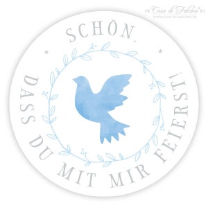 Kommunion Aufkleber Taube Aquarell "Schön, dass Du mit mir feierst"