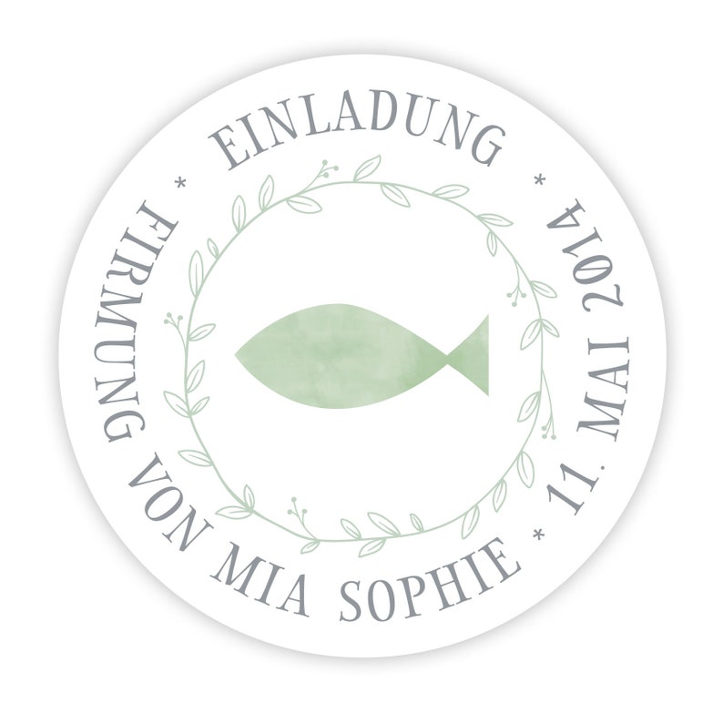 Personalized sticker fish watercolor for communion I baptism I confirmation I image 2