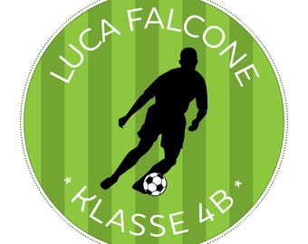 round name sticker "Footballer" for the school, personalized