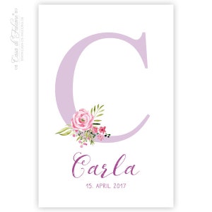 Personalized poster for birth, initial floral image 6