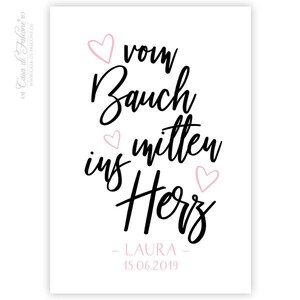 Personalisiertes Poster zur Geburt, vom Bauch direkt ins Herz