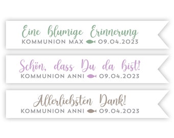 Personalisierte Aufkleber für Reagenzglas, Kommunion Taufe Konfirmation