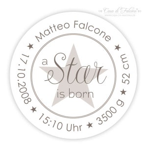Gepersonaliseerde stickers voor de geboorte van een ster is geboren