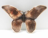 Vintage Copper Butterfly Brooch, Textured Design Work, Art Nouveau Style